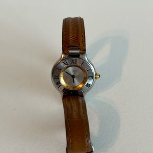 Must de Cartier "21" Watch with Camel Strap.